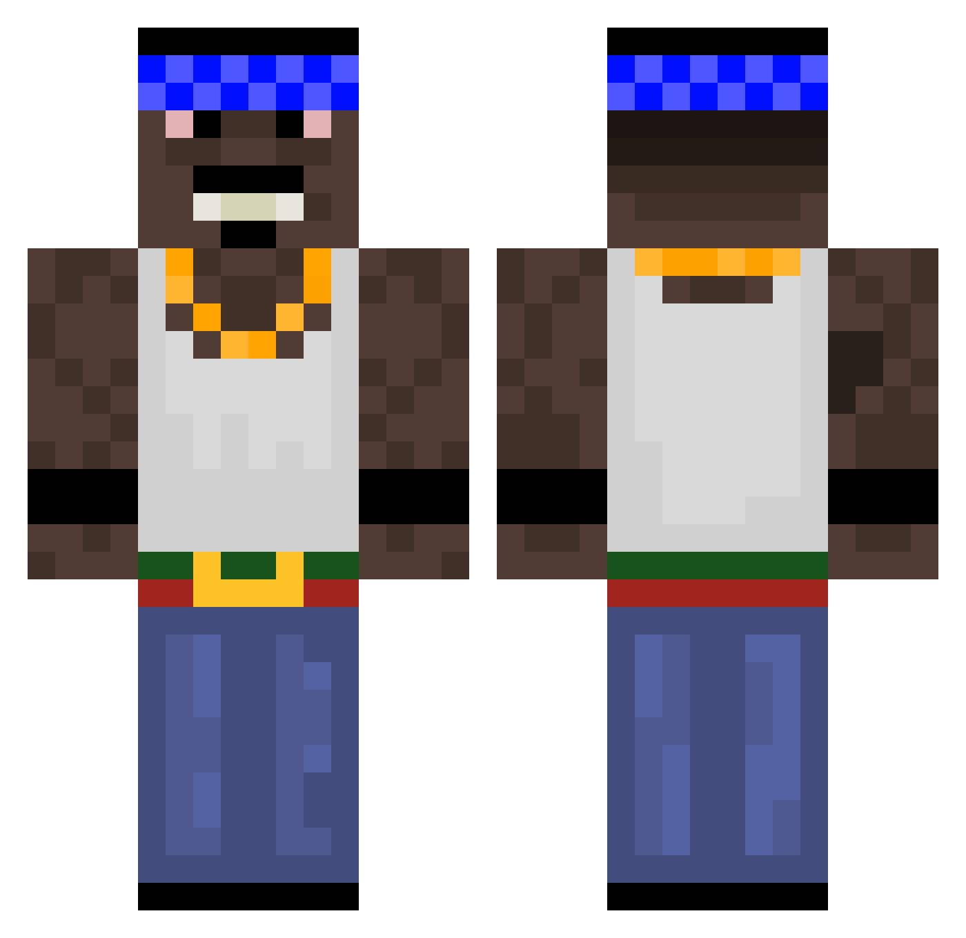 BTatum Minecraft skin, front and back view