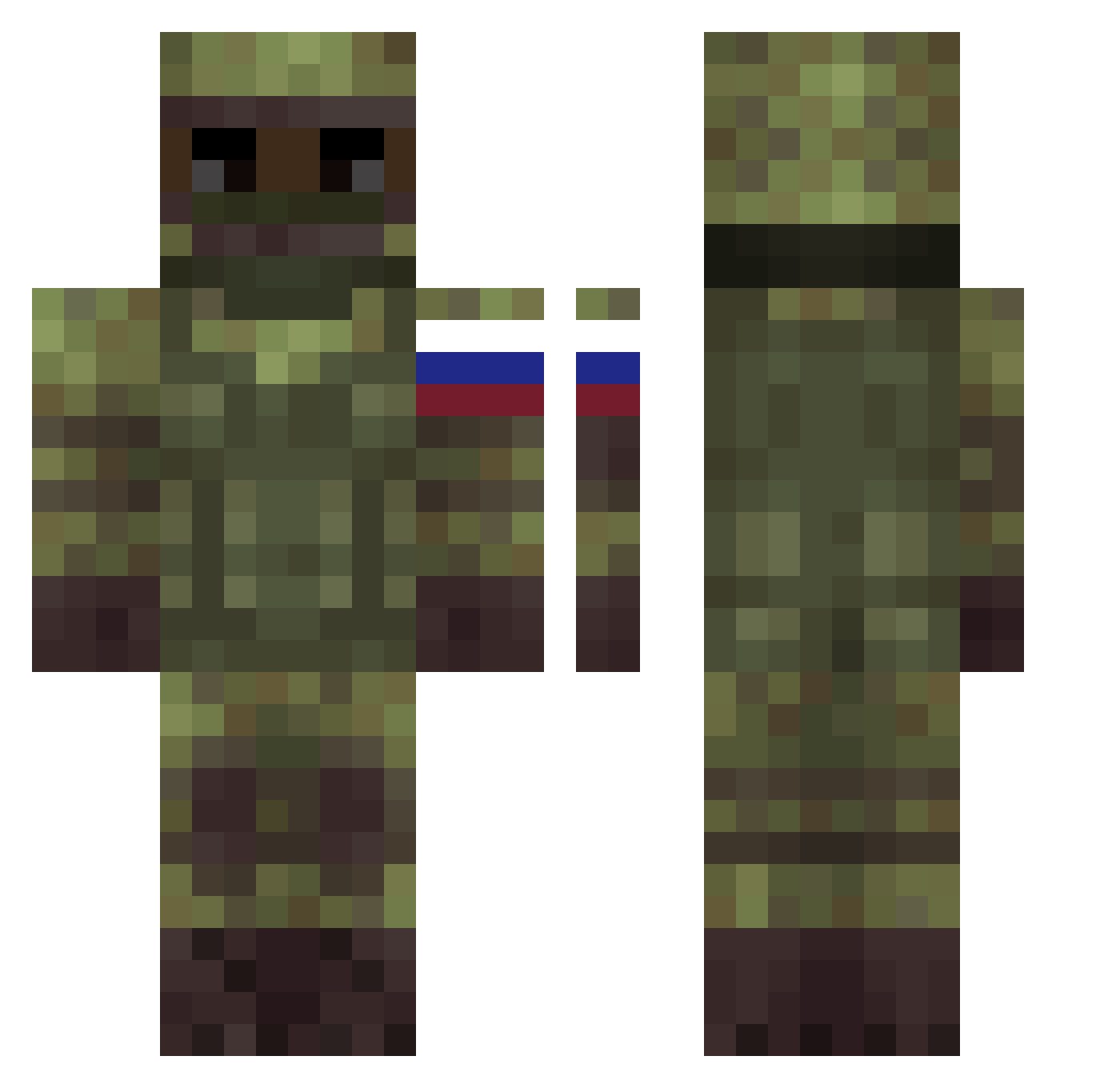 MrPooll Minecraft skin, front and back view