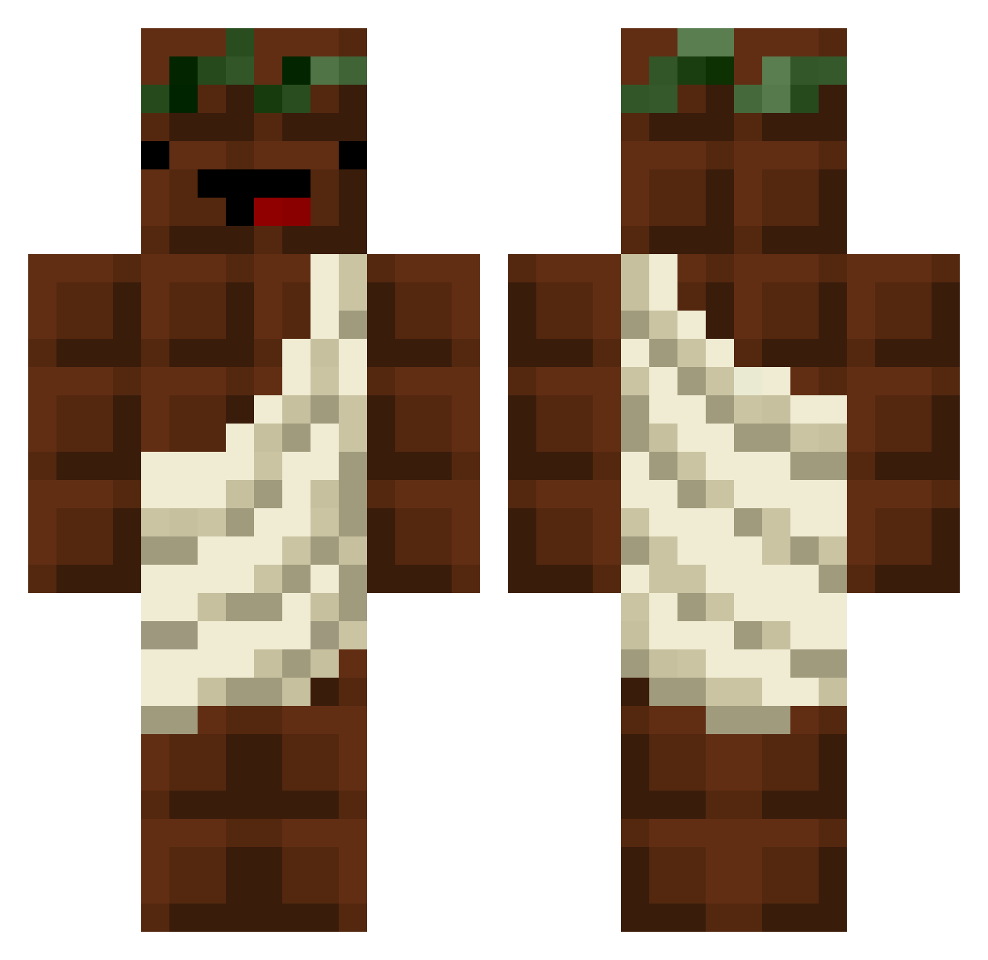 Jimoghe Minecraft skin, front and back view