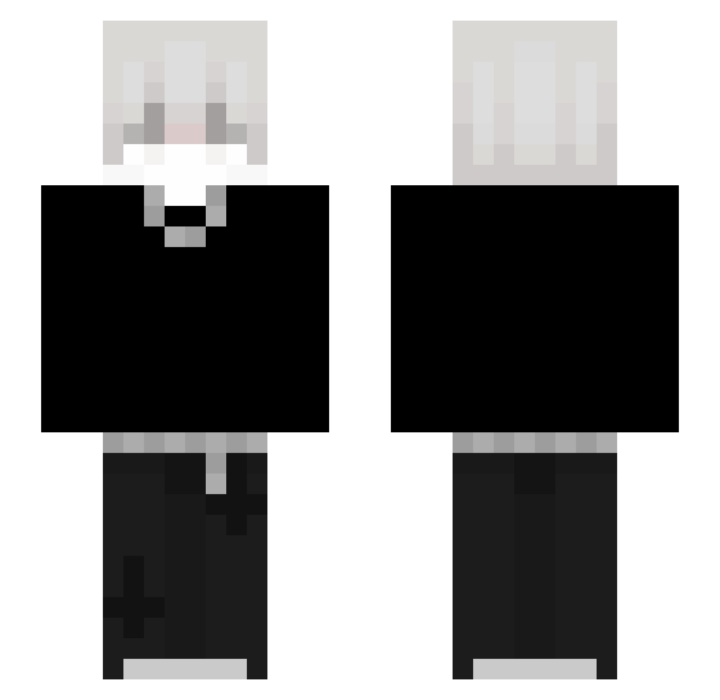 gloomyNoir Minecraft skin, front and back view