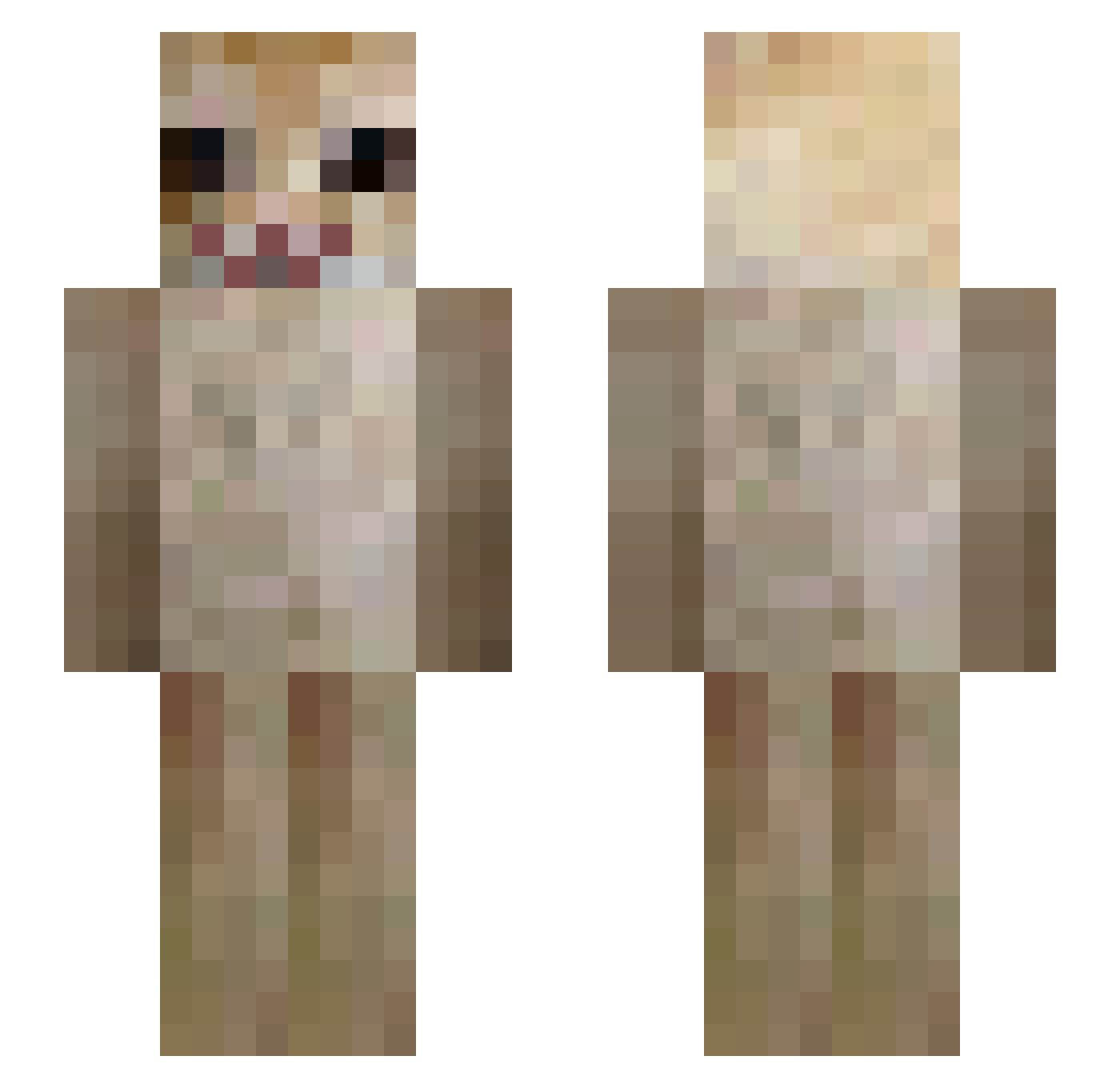 malepatternbald Minecraft skin, front and back view