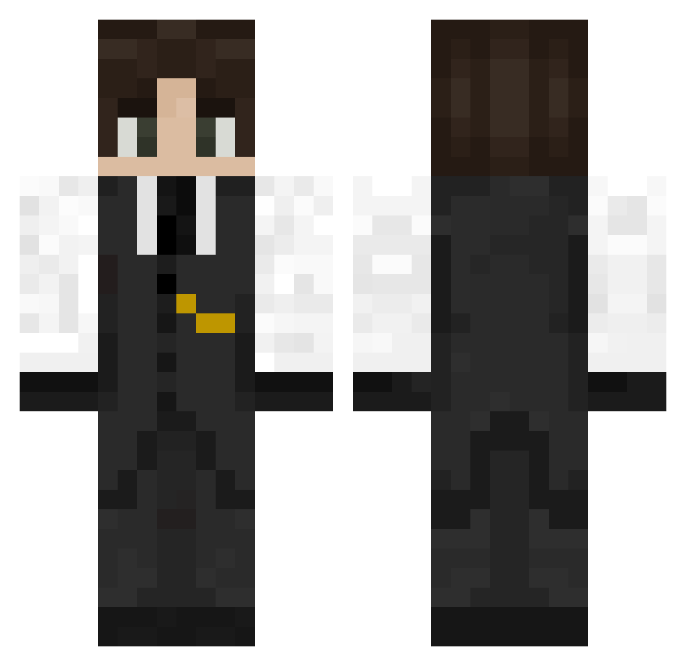 MrTechnoTW Minecraft skin, front and back view