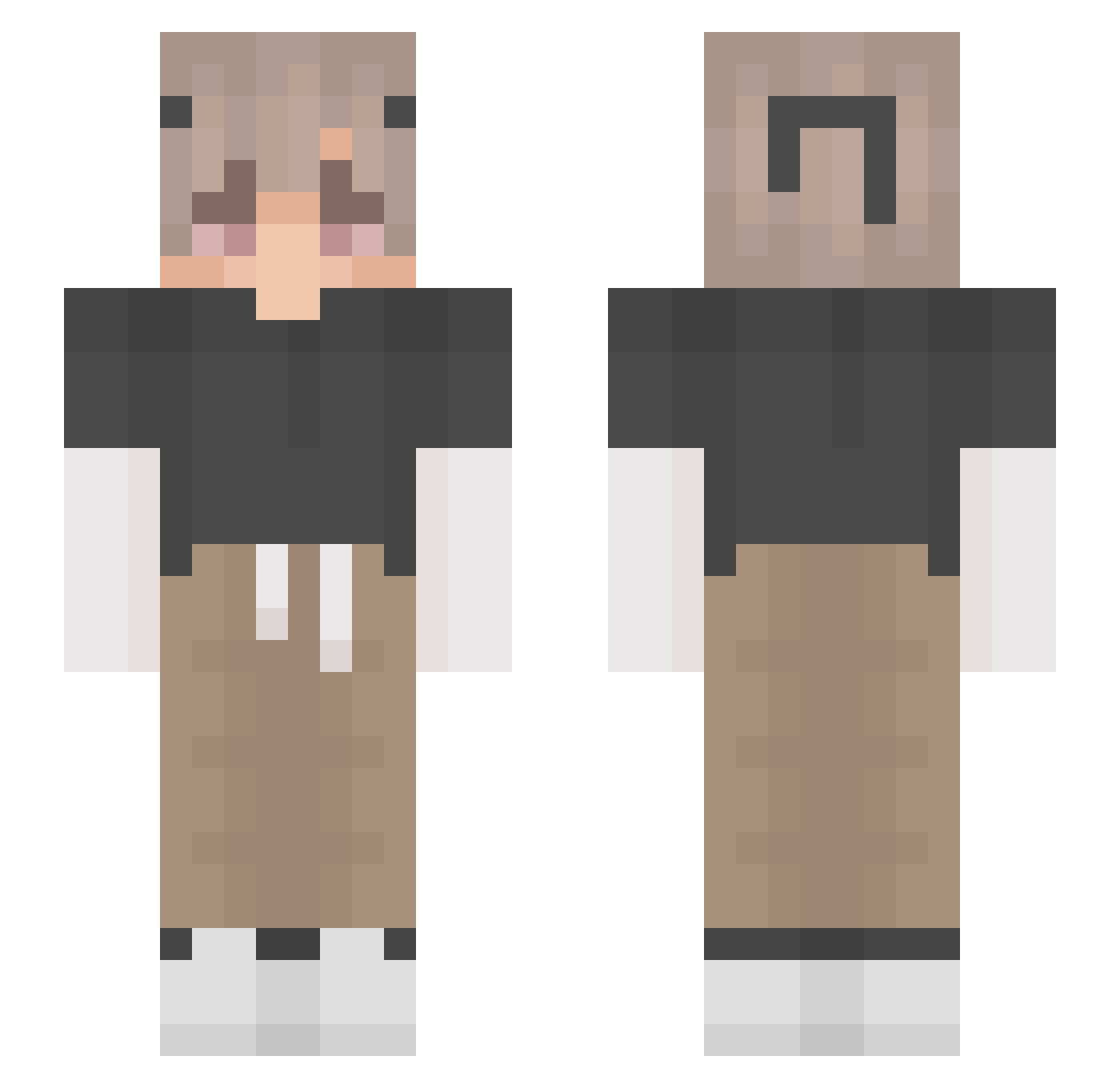 Z4Zel Minecraft skin, front and back view
