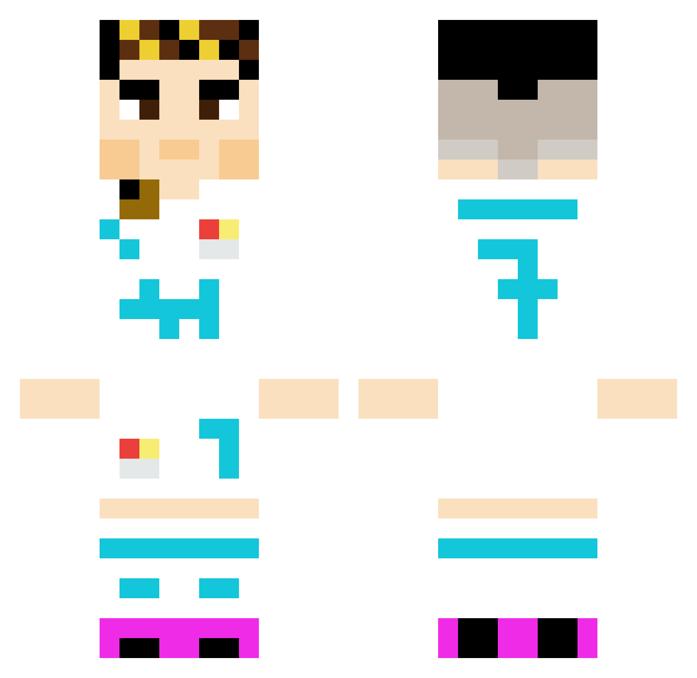 LEGOmistr Minecraft skin, front and back view