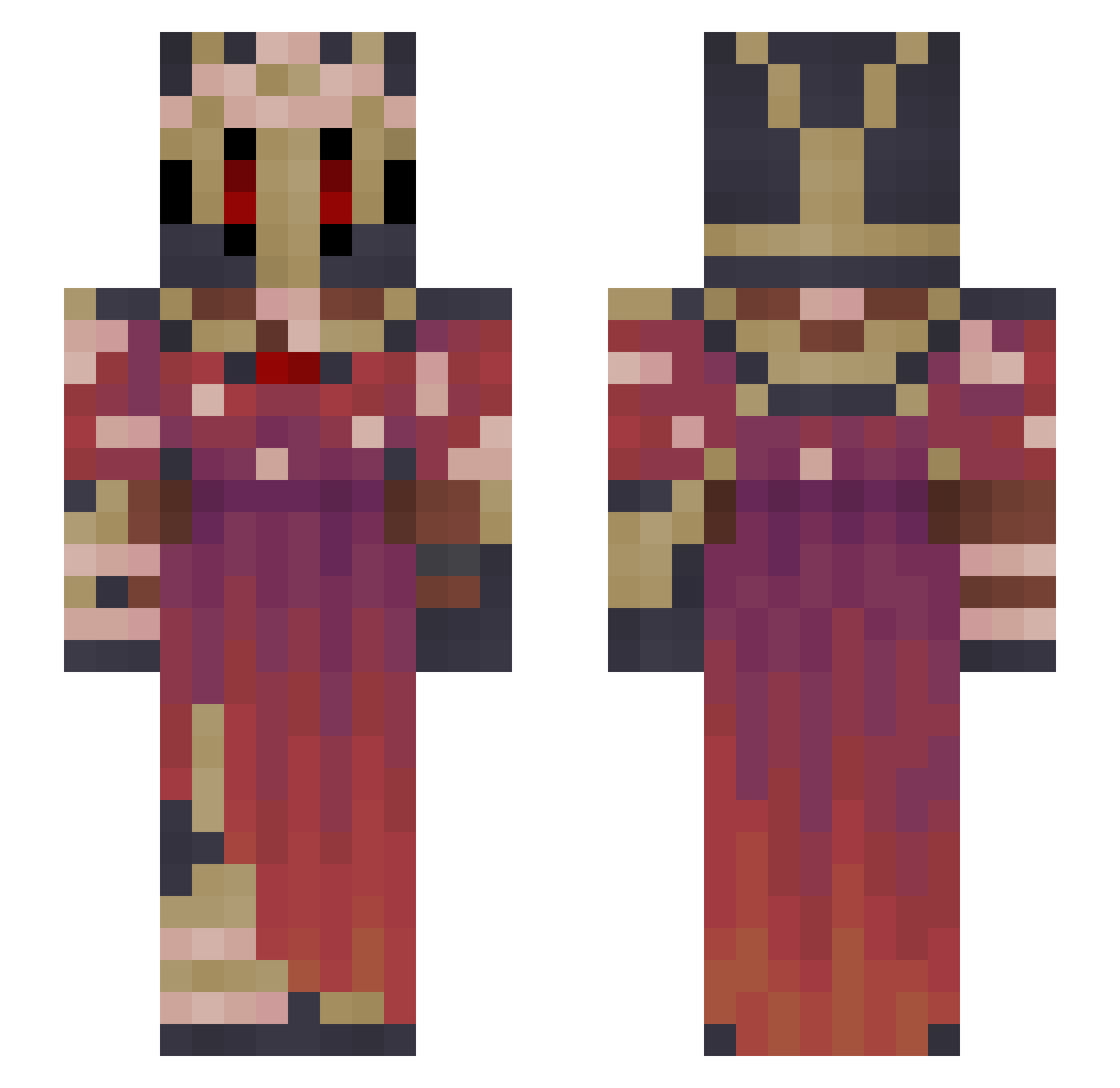 Pe7po Minecraft skin, front and back view