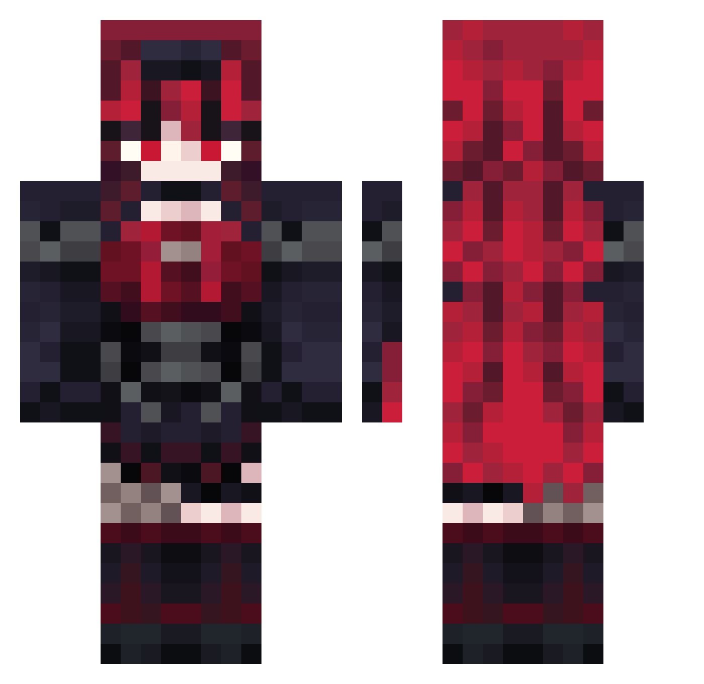 Lyqx Minecraft skin, front and back view
