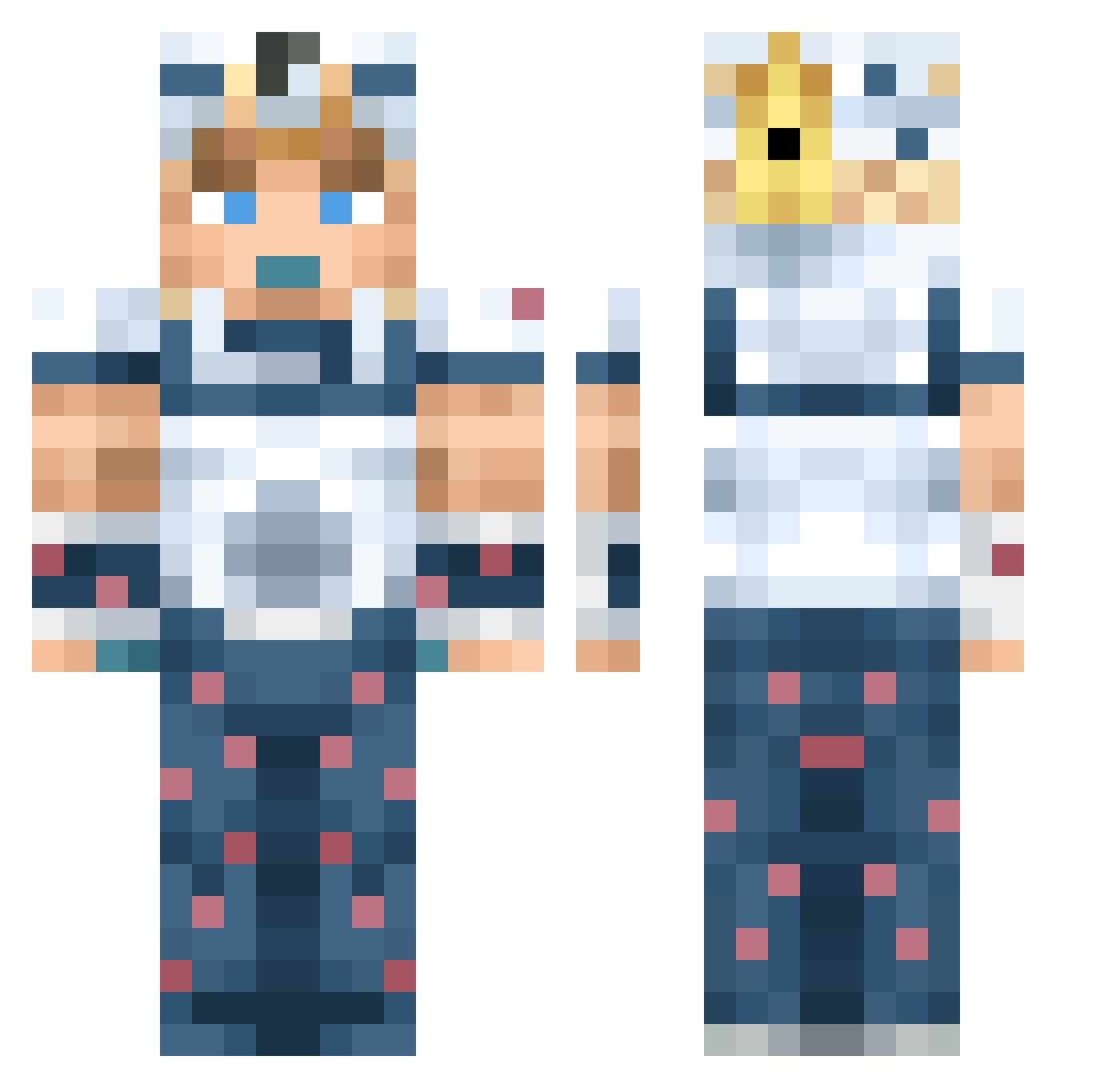 Nandoru Minecraft skin, front and back view