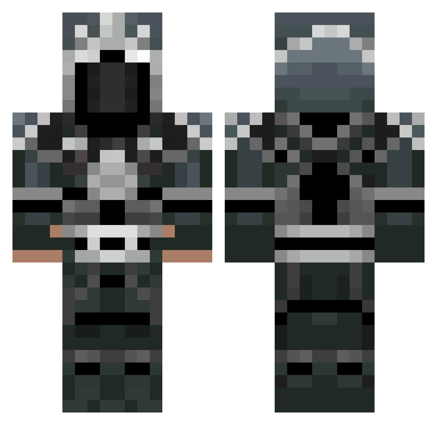 Whiskey99Grey Minecraft skin, front and back view