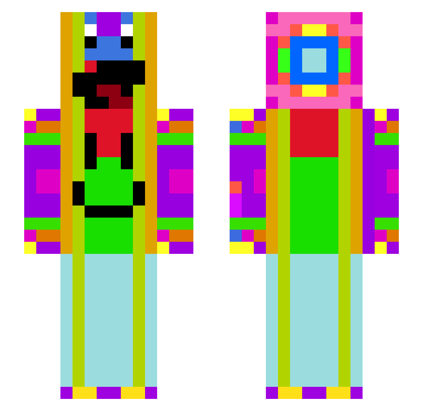 sillydude Minecraft skin, front and back view