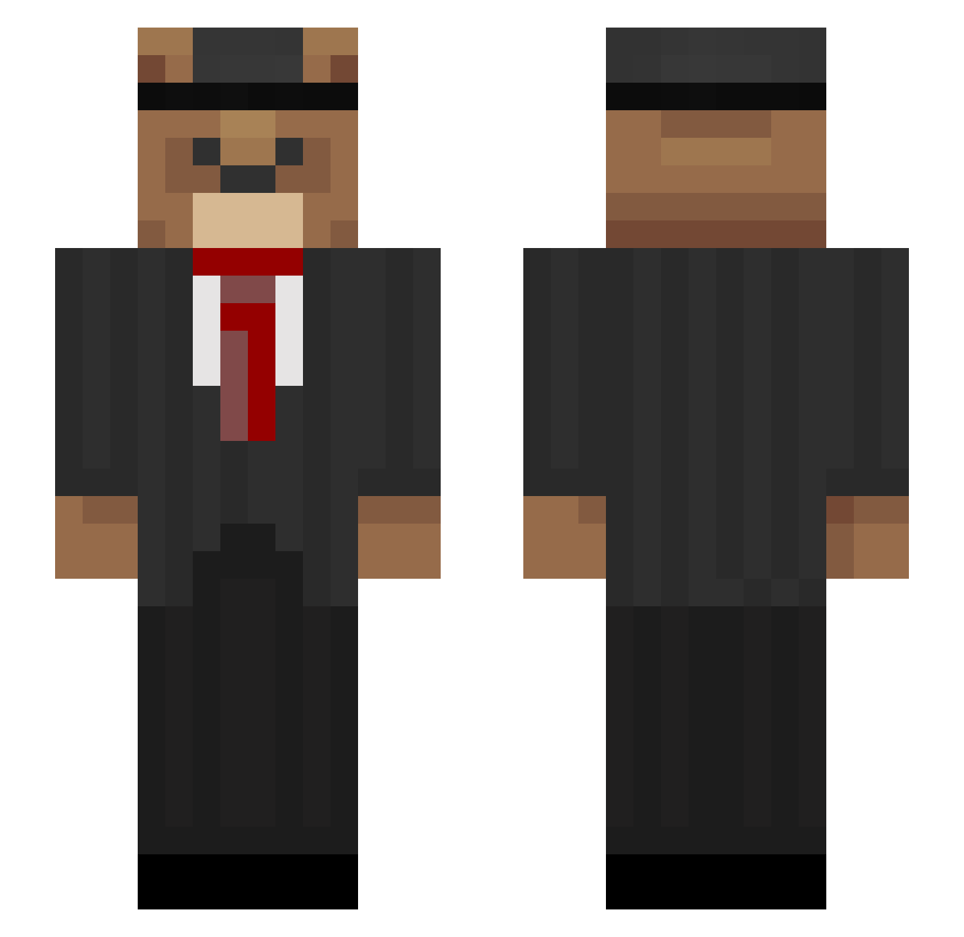 Redtracx Minecraft skin, front and back view