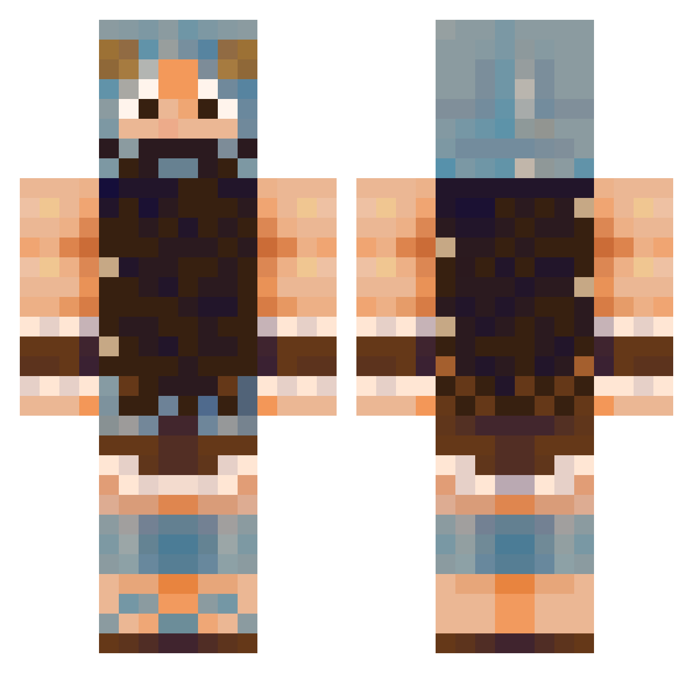 WerFag Minecraft skin, front and back view
