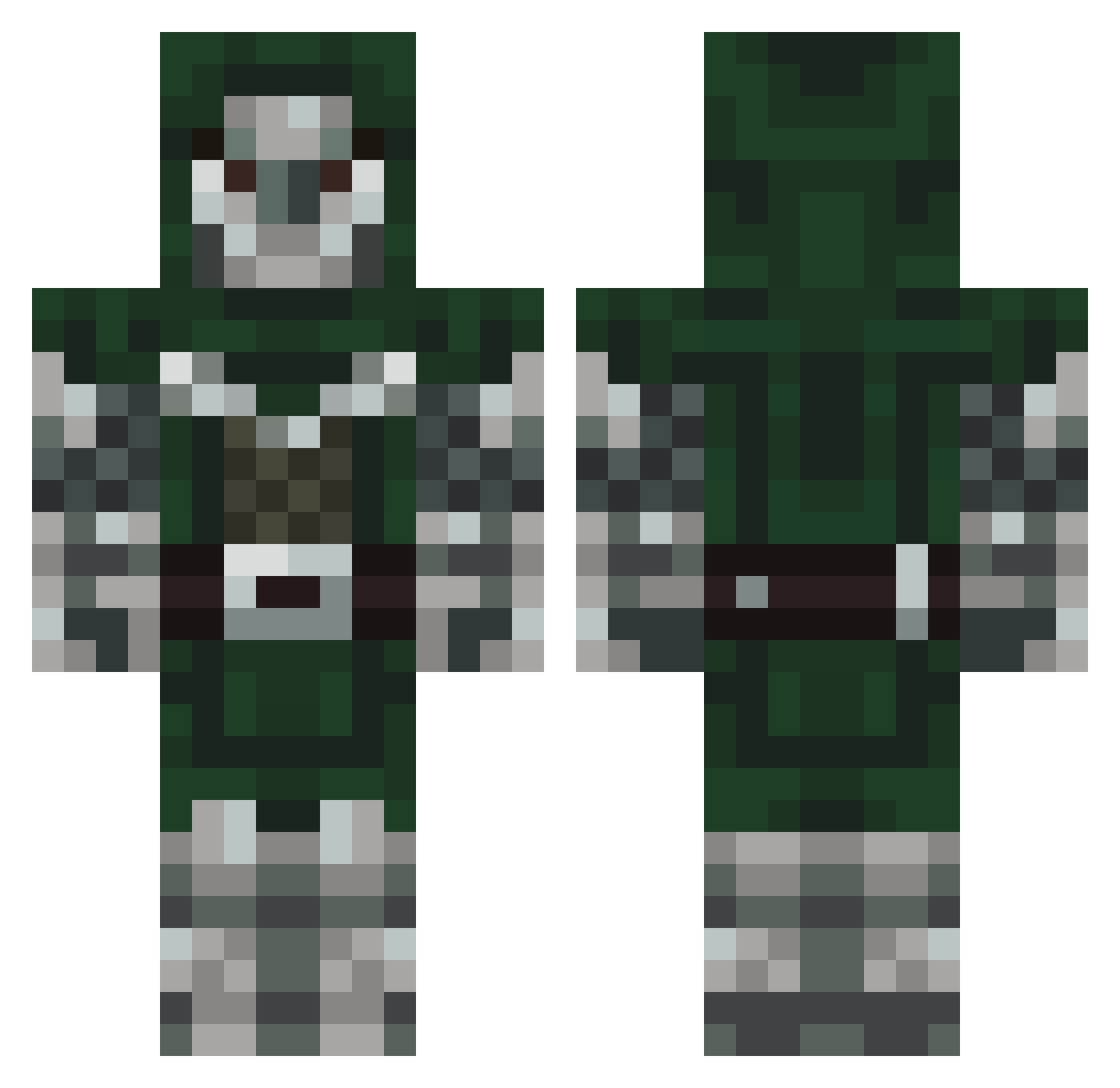 quakable Minecraft skin, front and back view