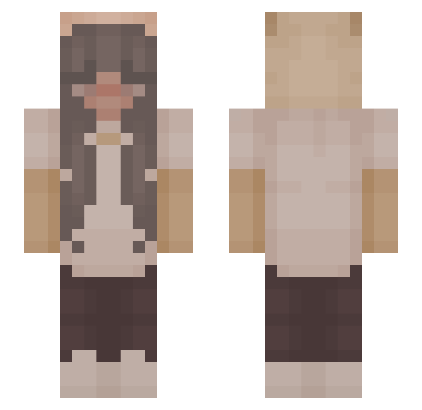 Clacleur Minecraft skin, front and back view