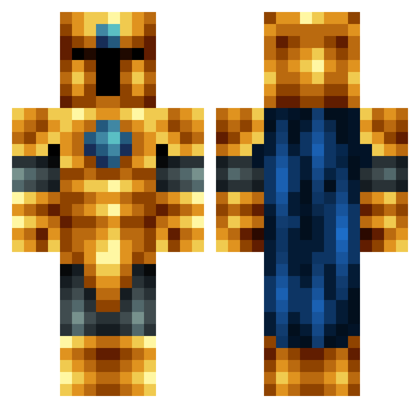 toxiiqYT Minecraft skin, front and back view