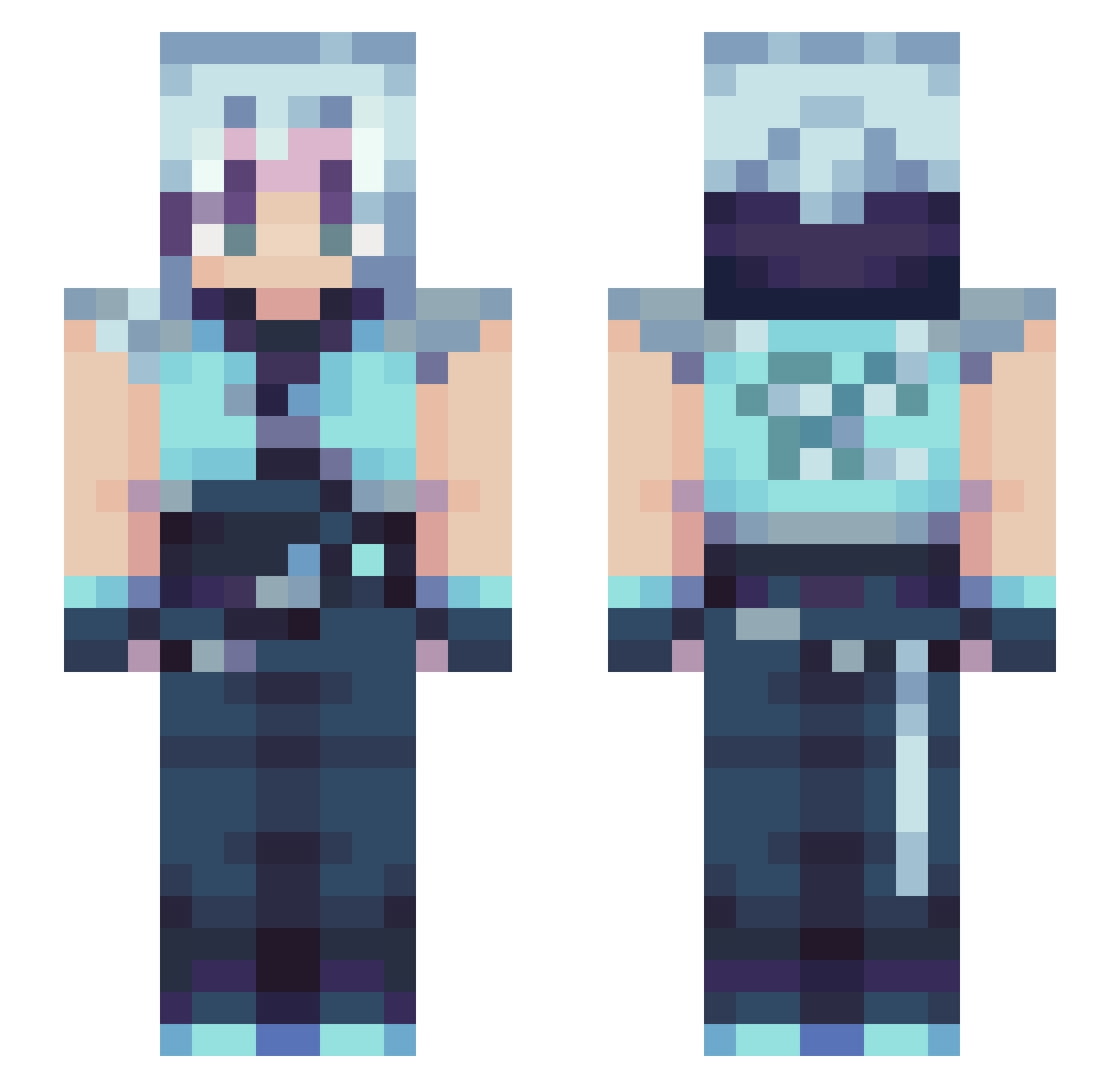 Wolfou74 Minecraft skin, front and back view