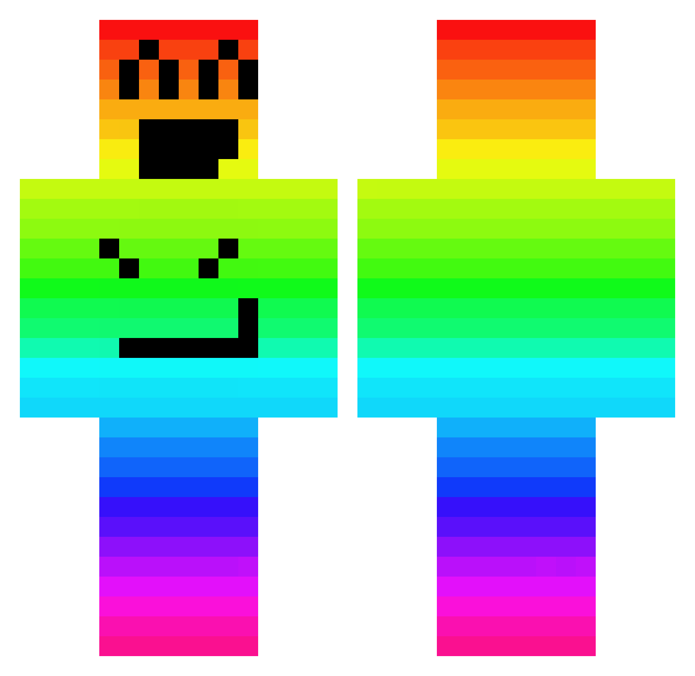Pewers Minecraft skin, front and back view