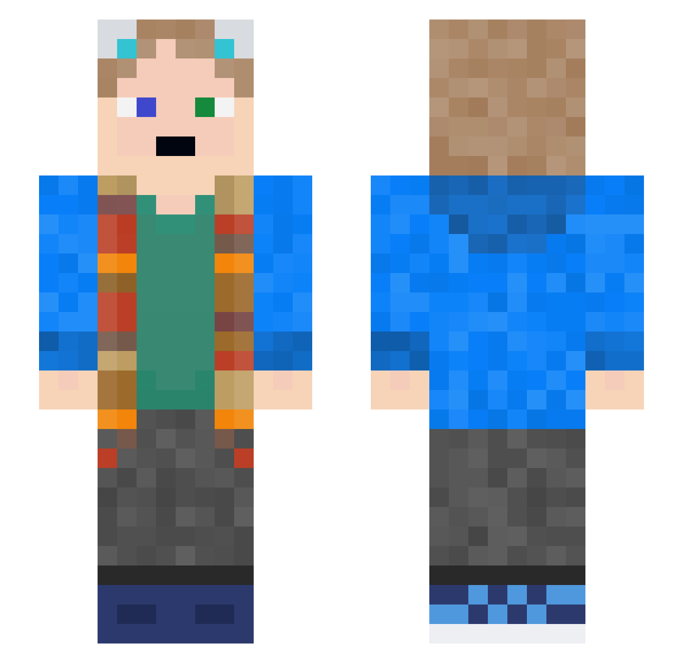 Z4iscool Minecraft skin, front and back view