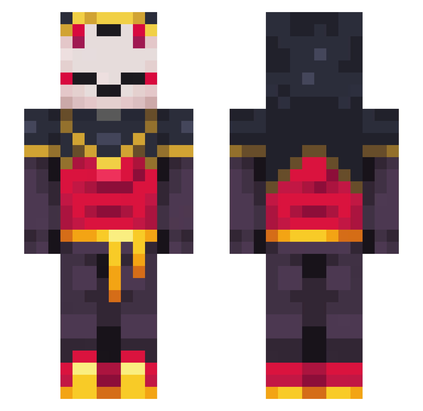 Kiluan Minecraft skin, front and back view