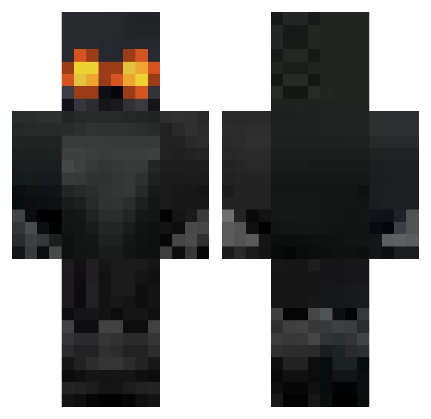 OTDX Minecraft skin, front and back view