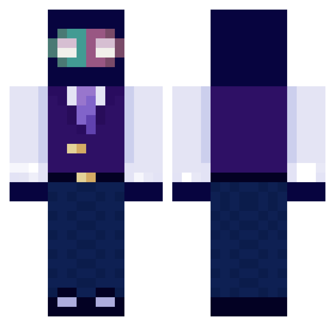 2thin2kill Minecraft skin, front and back view