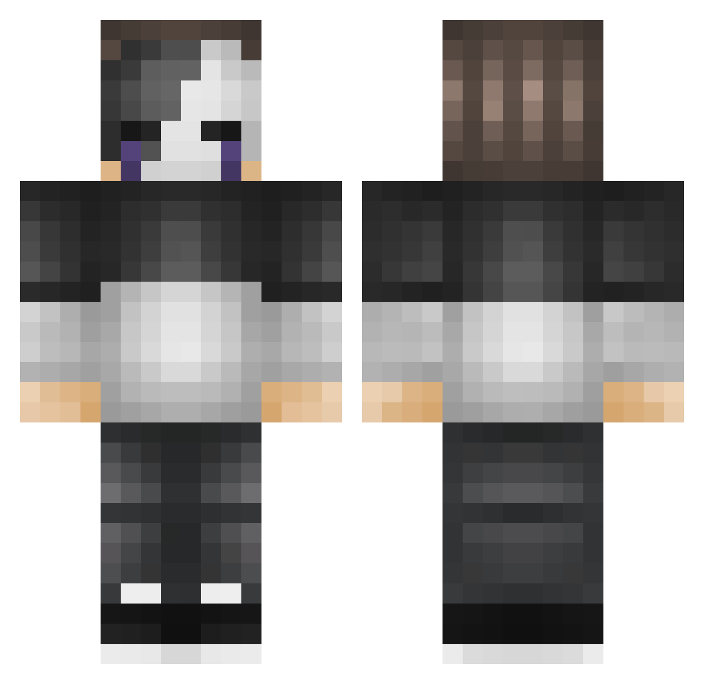 Pxncil Minecraft skin, front and back view