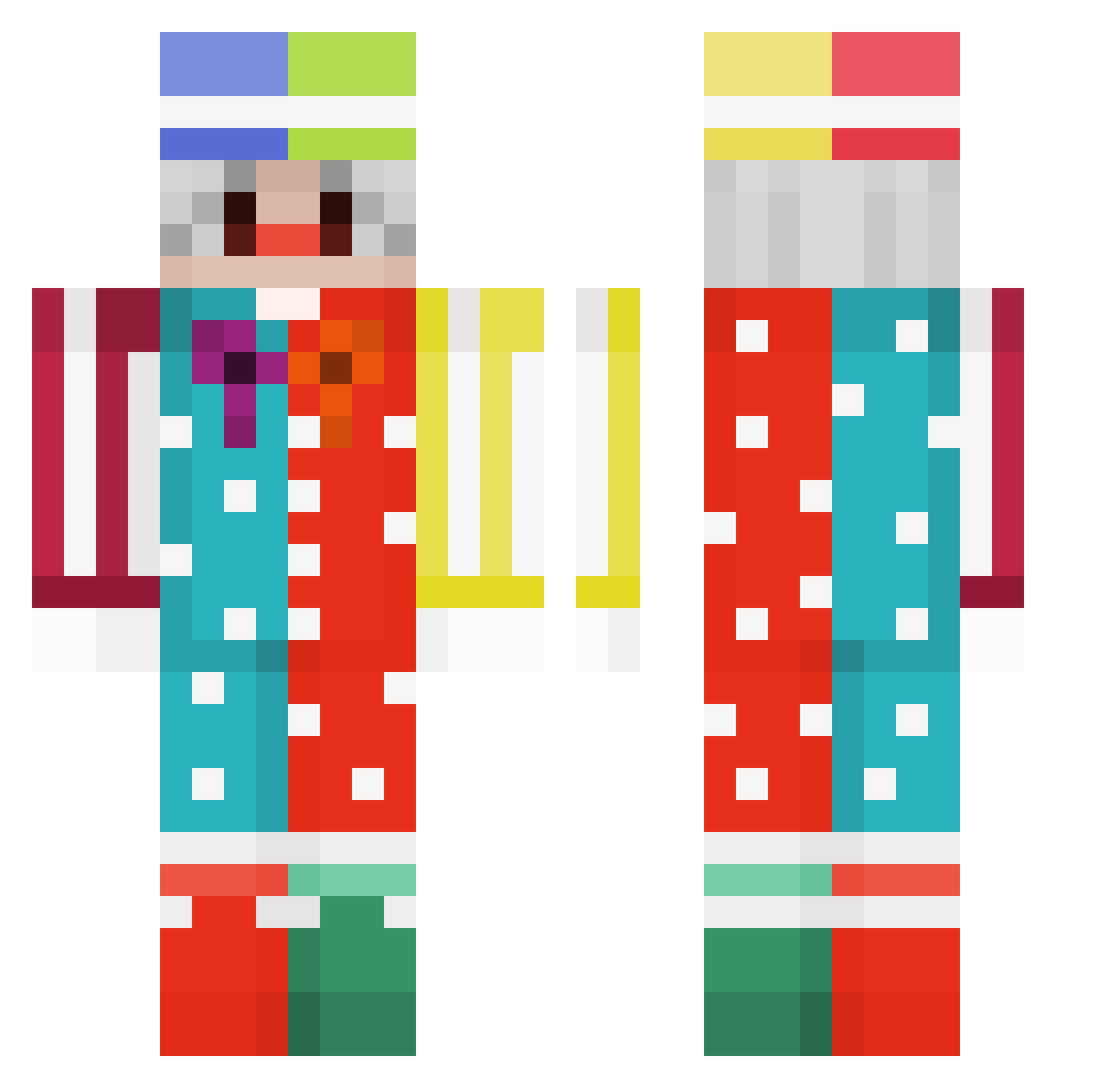 Quirklees Minecraft skin, front and back view