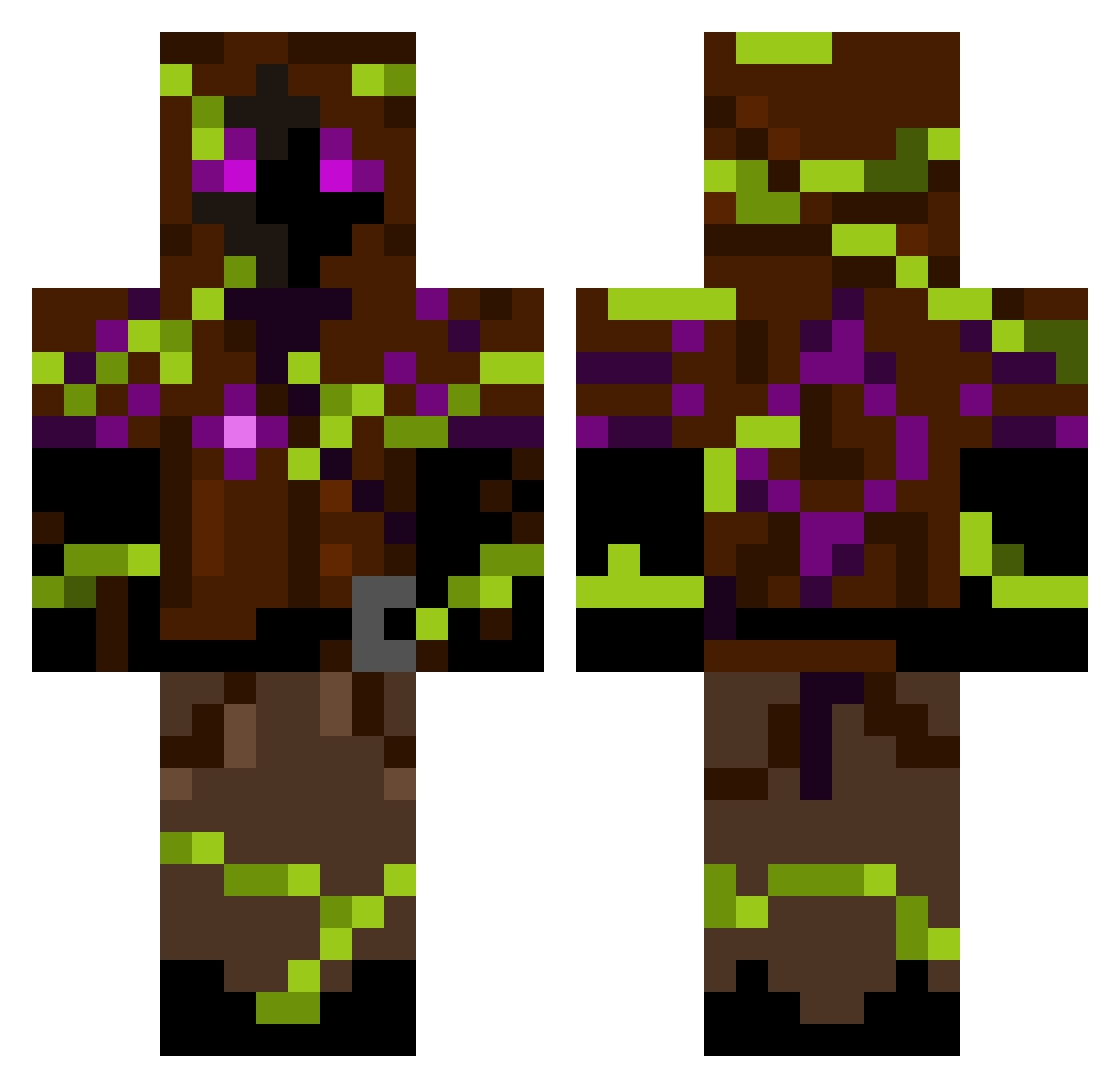 MidasGrim Minecraft skin, front and back view