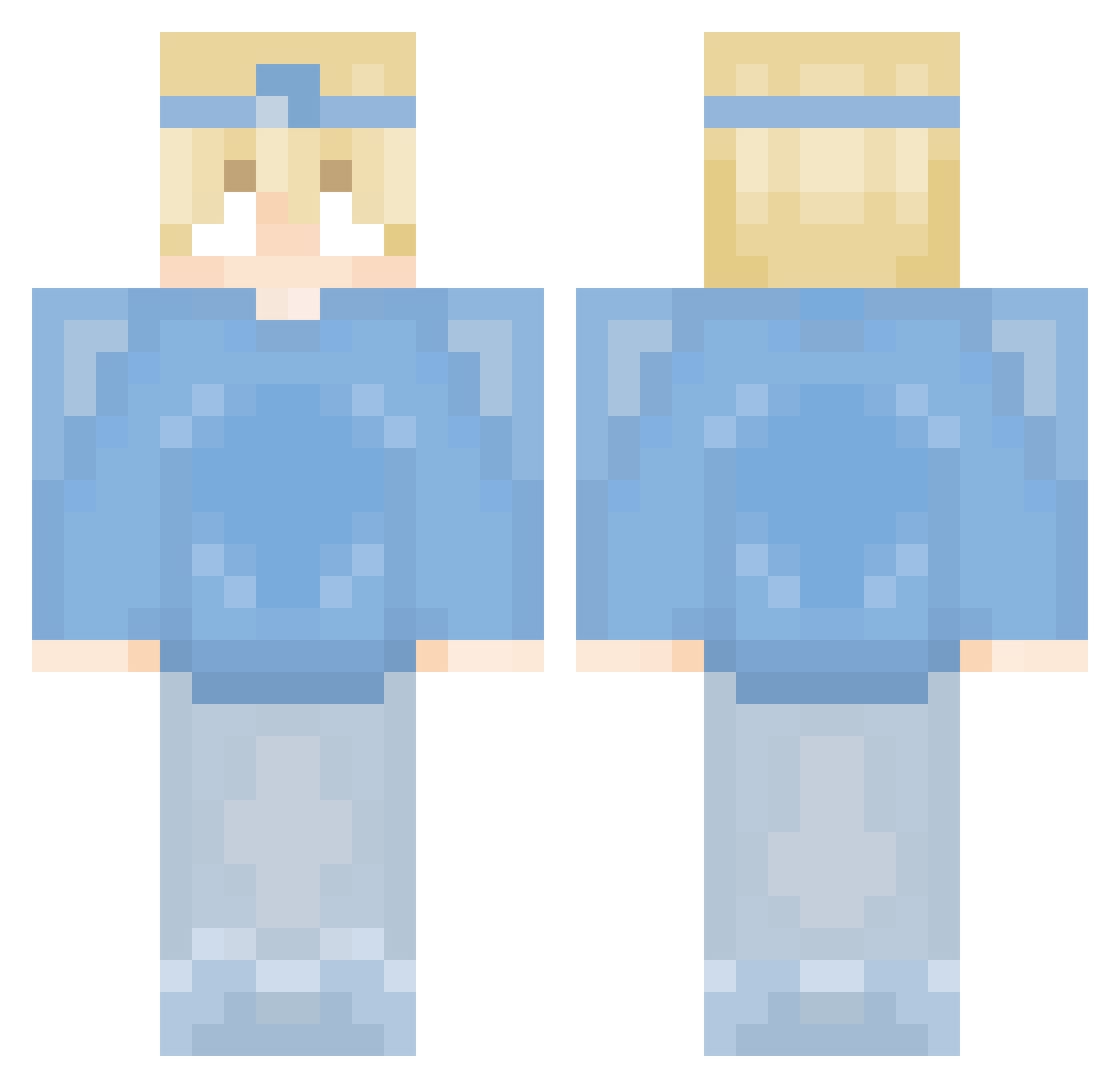 Fastry Minecraft skin, front and back view