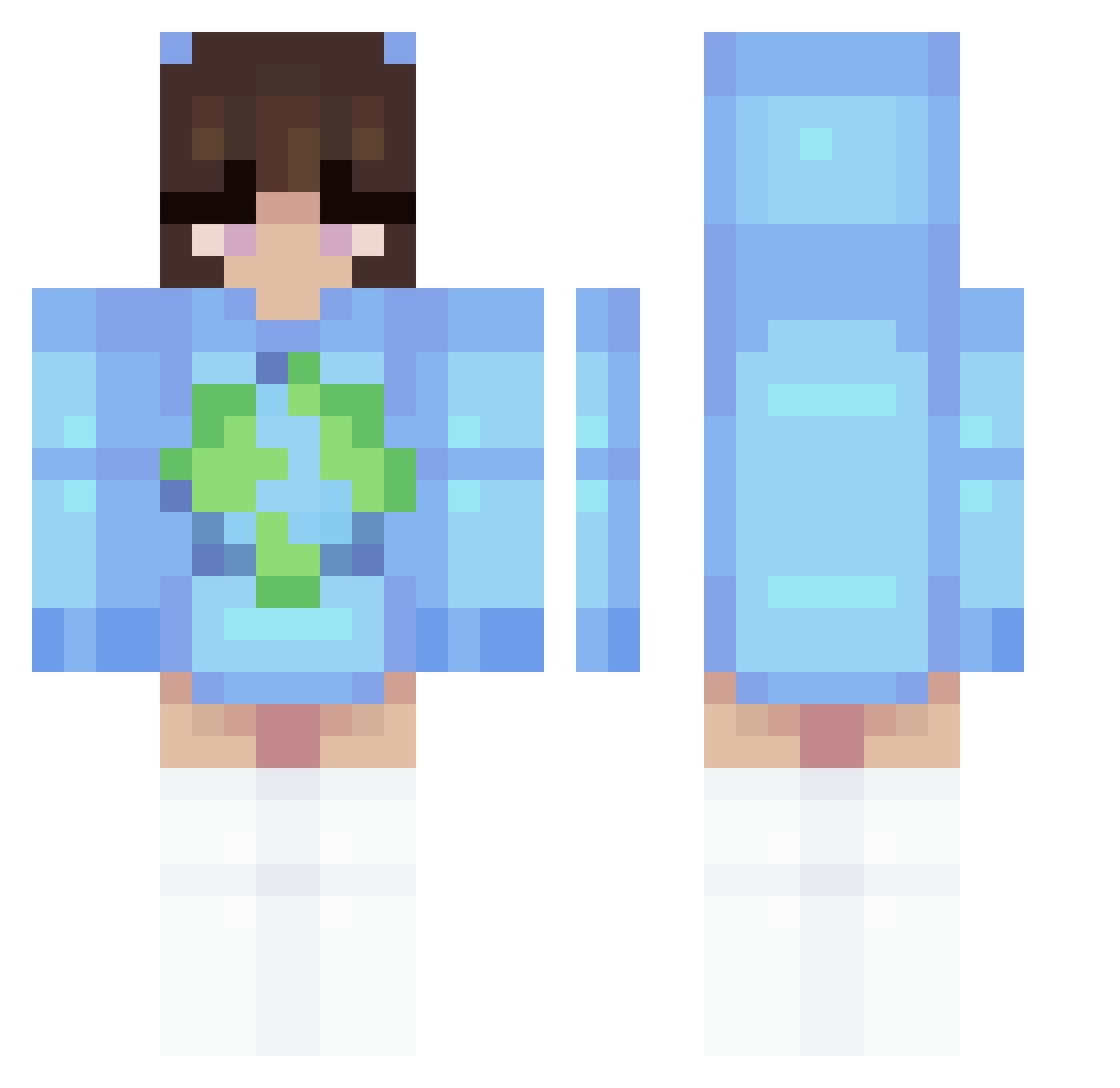 Toastbrotpixel Minecraft skin, front and back view