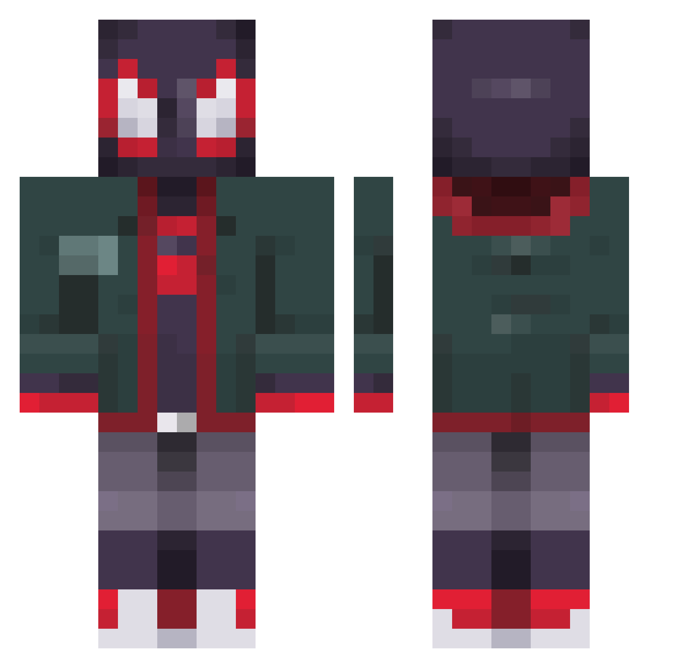 Hypobole Minecraft skin, front and back view