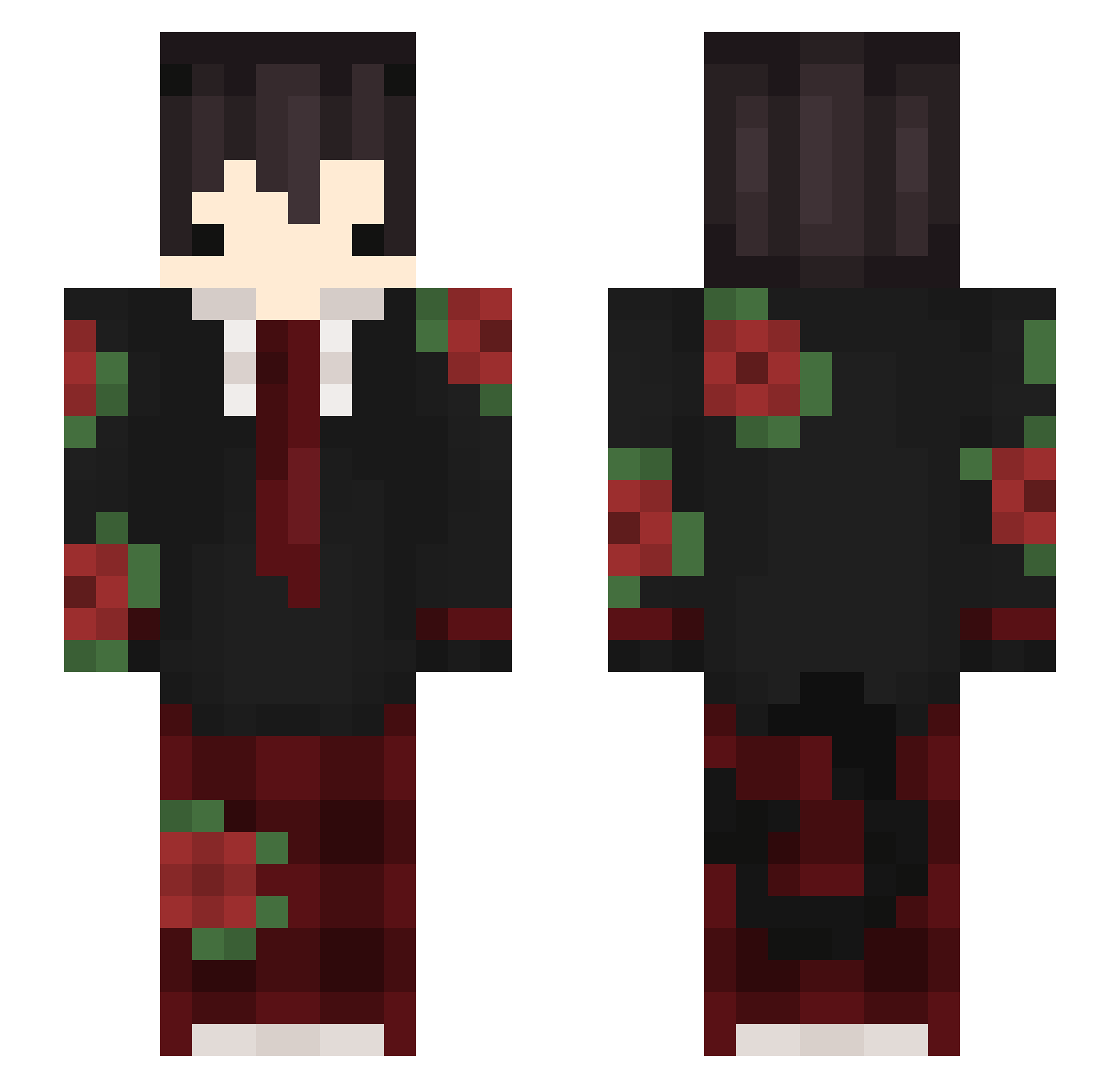 Skiizu Minecraft skin, front and back view