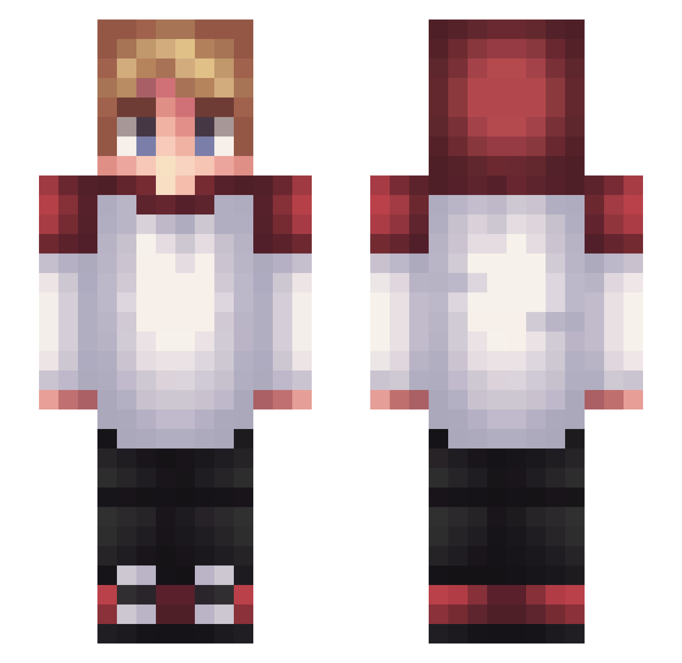 clonged Minecraft skin, front and back view