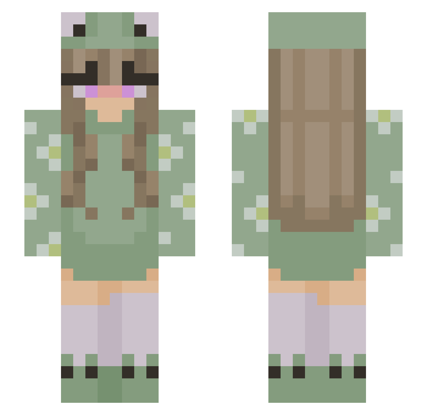 VaNexia Minecraft skin, front and back view