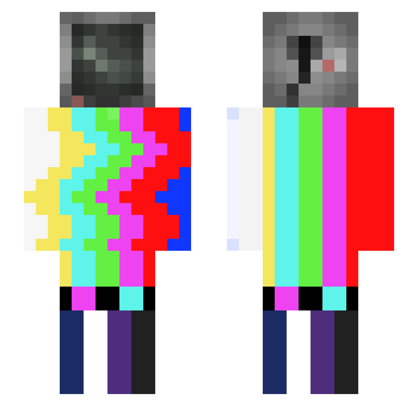 Zhonen Minecraft skin, front and back view
