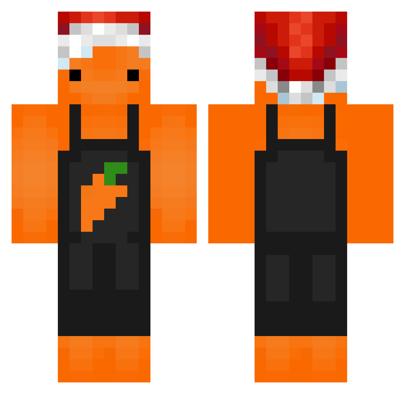 Carrotido Minecraft skin, front and back view