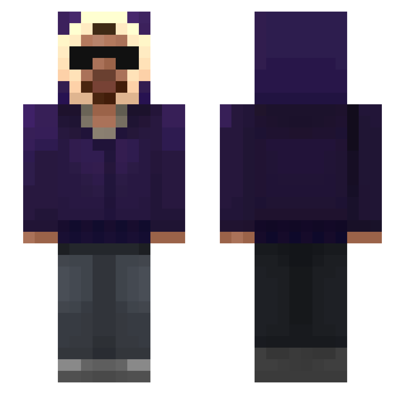 caldeirx Minecraft skin, front and back view