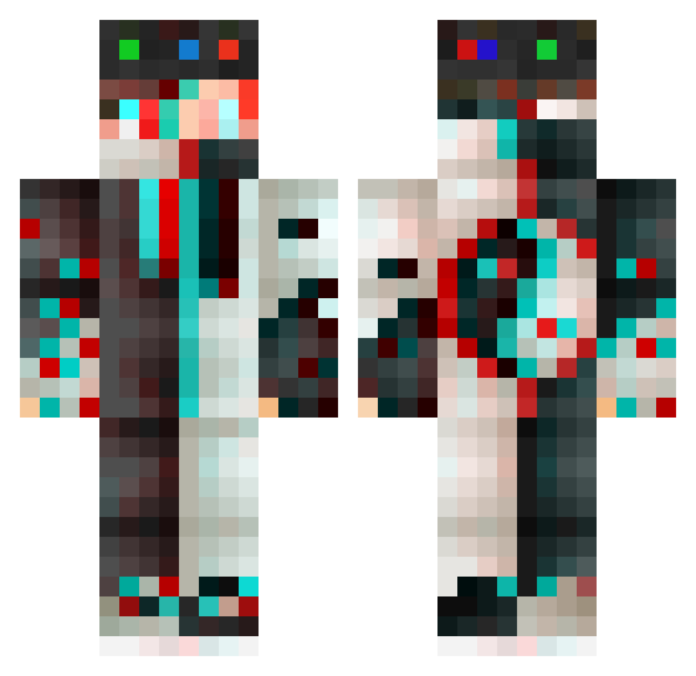 Bluend Minecraft skin, front and back view