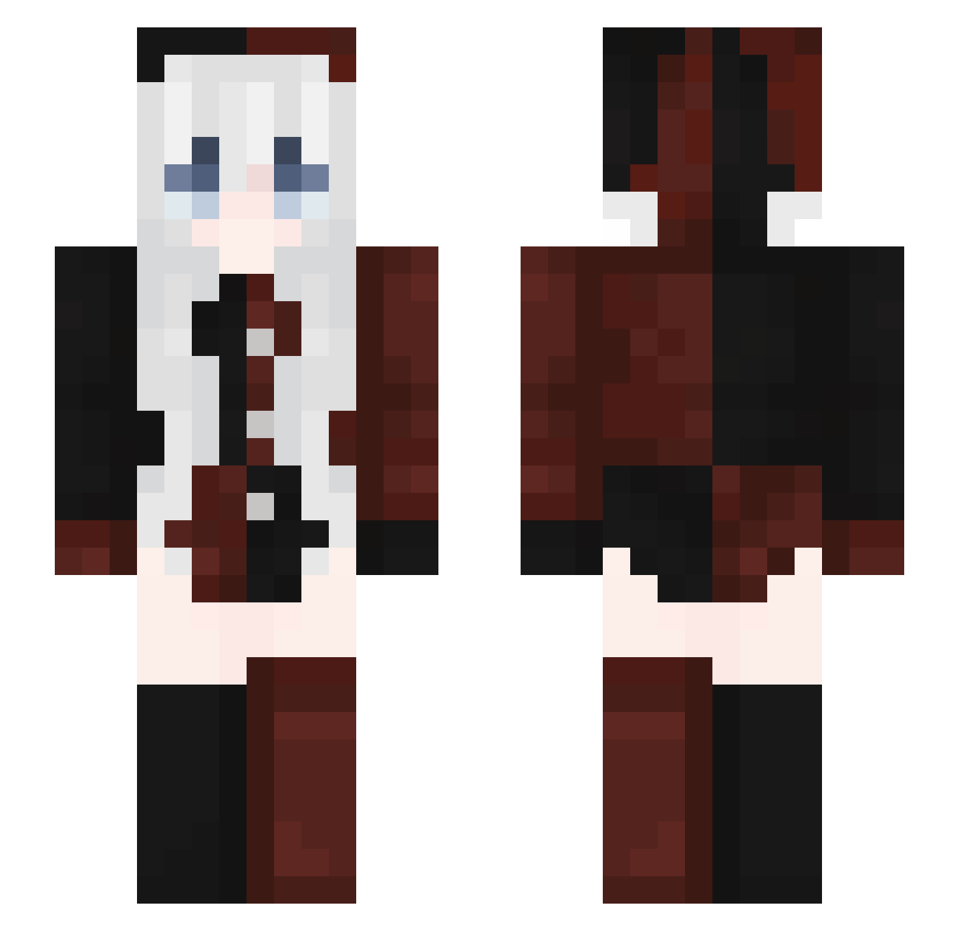 YukiiMukii Minecraft skin, front and back view