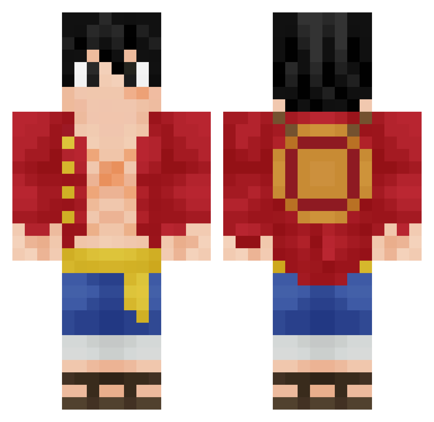 TopFarm Minecraft skin, front and back view
