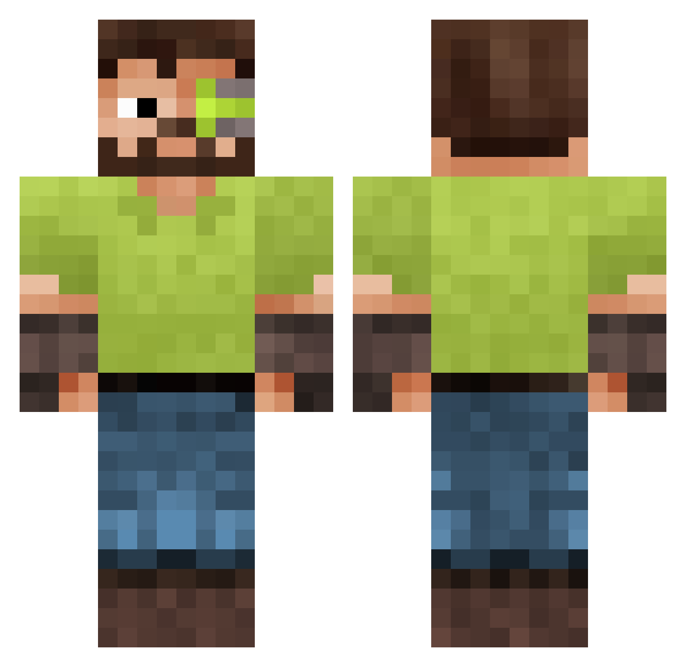 iskall85 Minecraft skin, front and back view