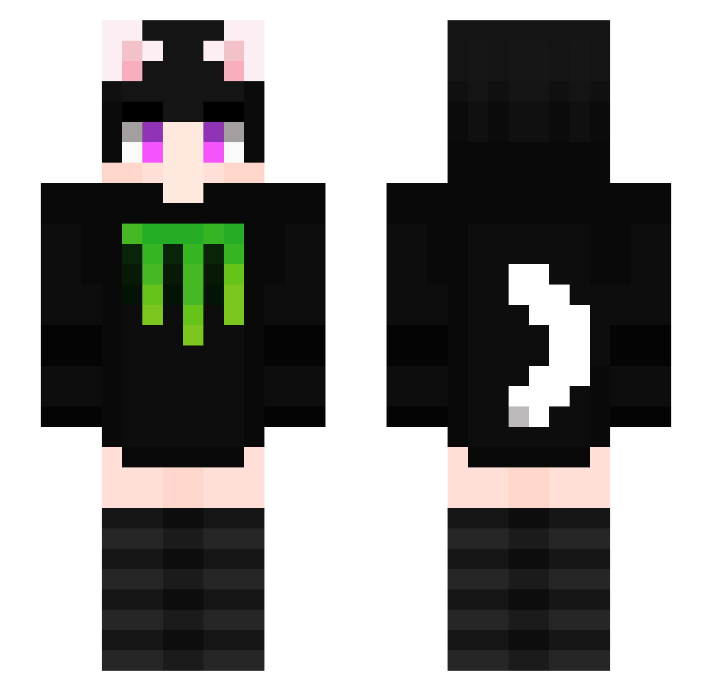 plexdo Minecraft skin, front and back view