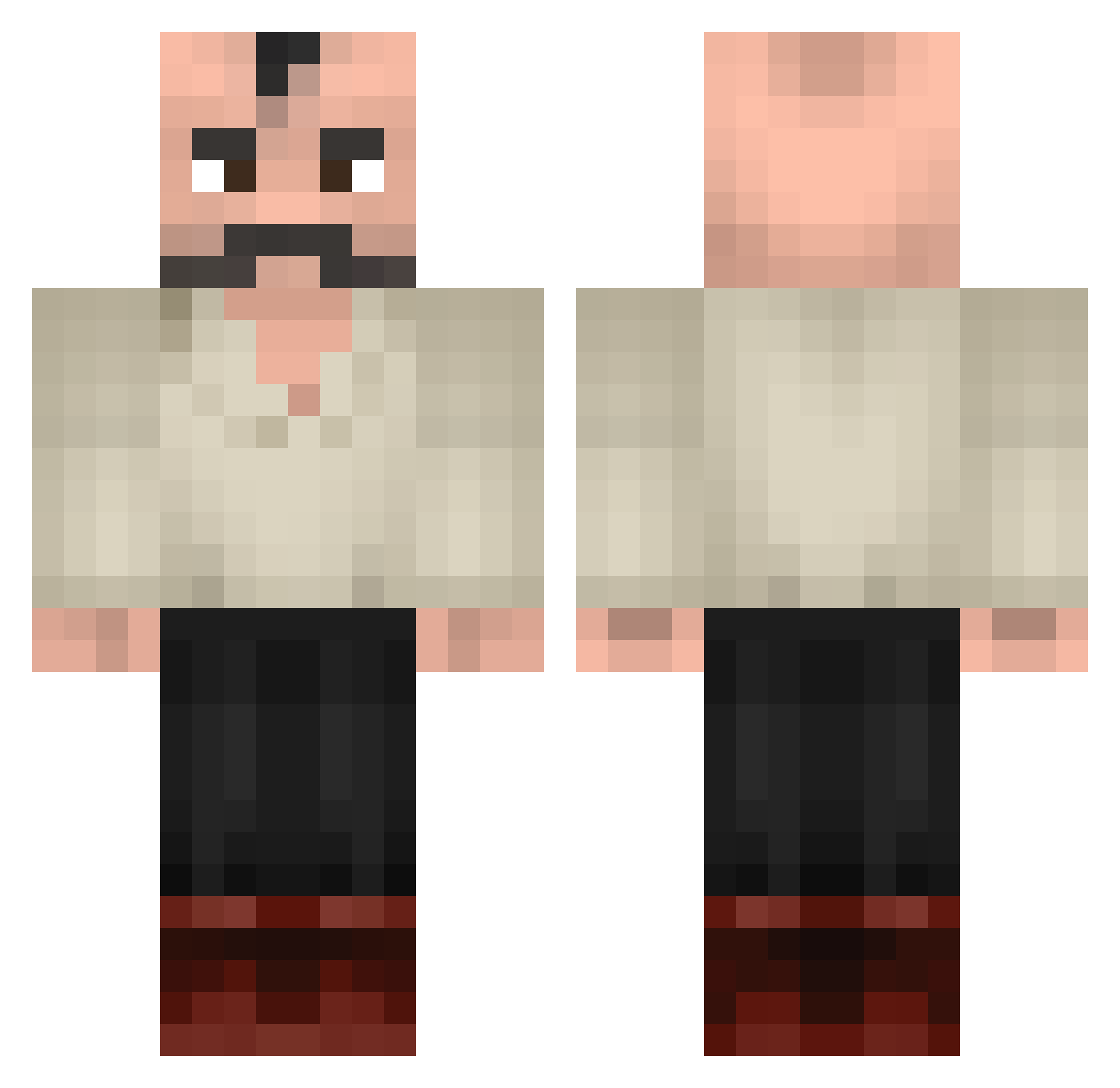 ISKTP Minecraft skin, front and back view