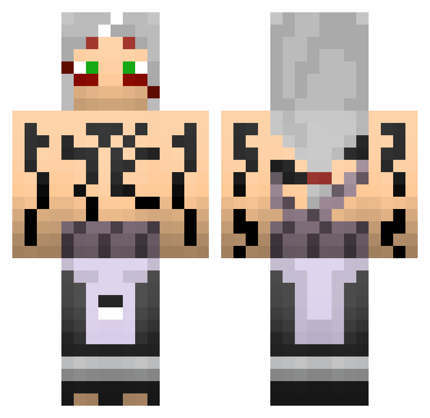 Evolvedin Minecraft skin, front and back view