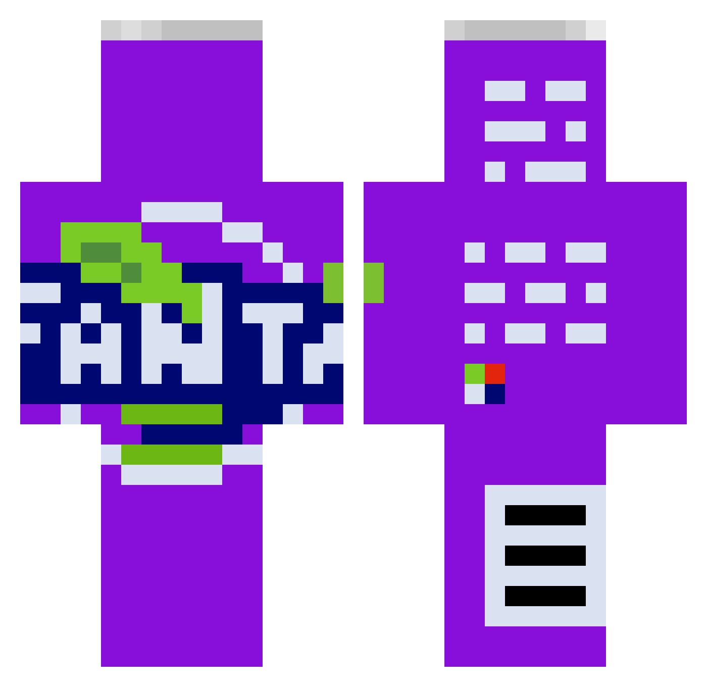 GrepeSoda Minecraft skin, front and back view