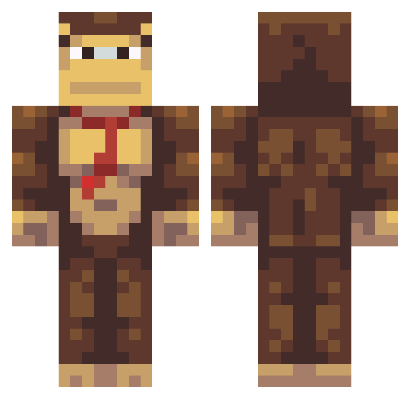 64x Minecraft skin, front and back view