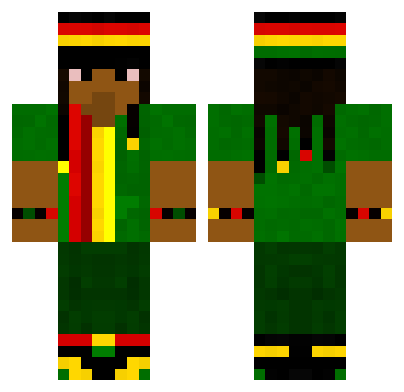 Melly77 Minecraft skin, front and back view