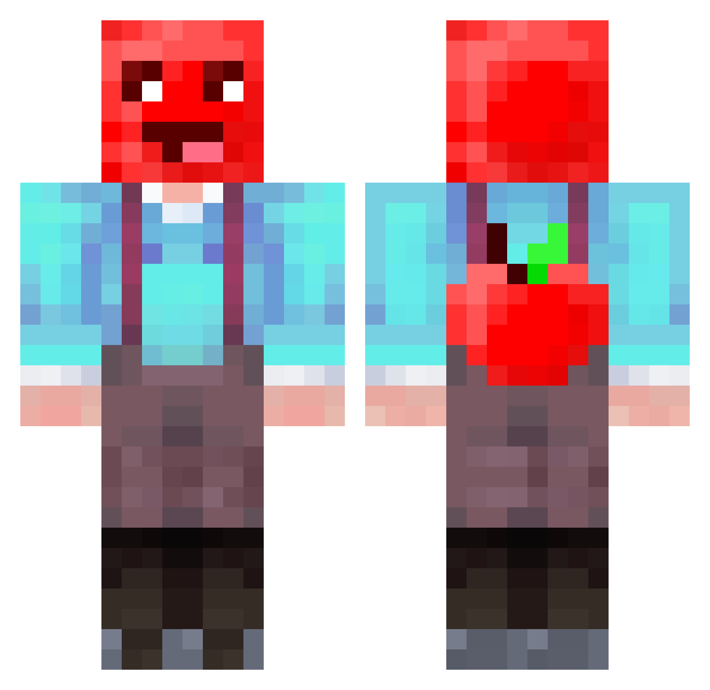 Newtonio Minecraft skin, front and back view