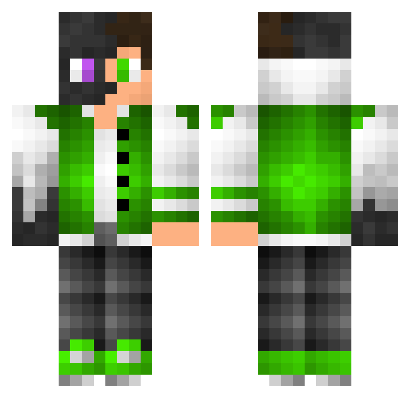 Fogbank Minecraft skin, front and back view
