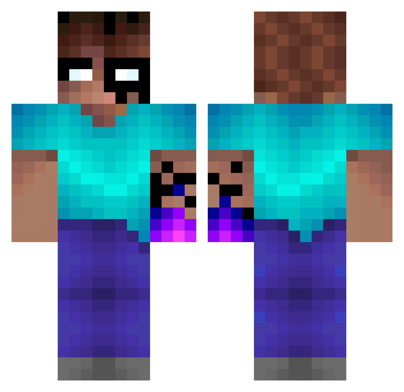 WintrAU Minecraft skin, front and back view