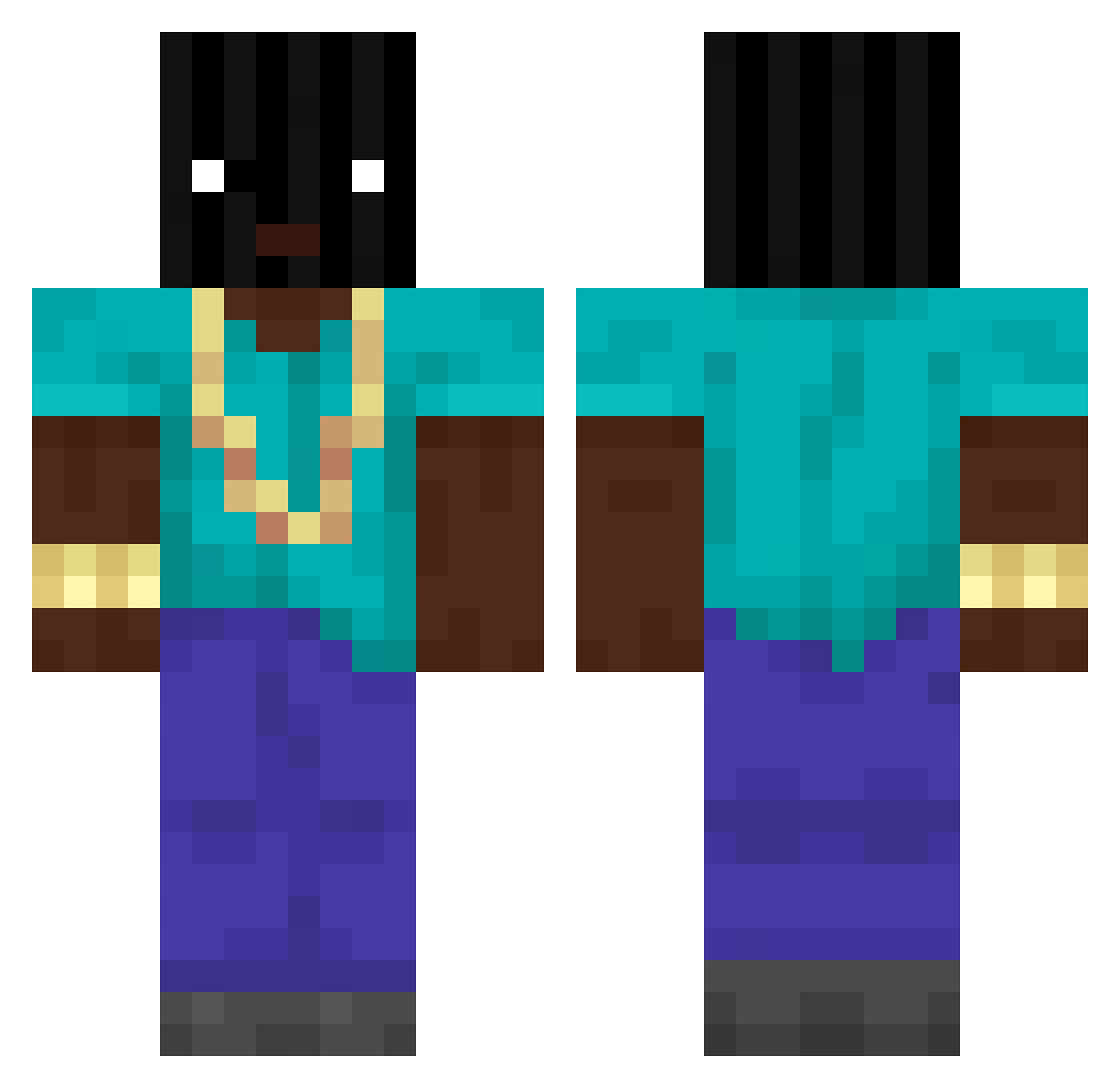 Cub2x Minecraft skin, front and back view